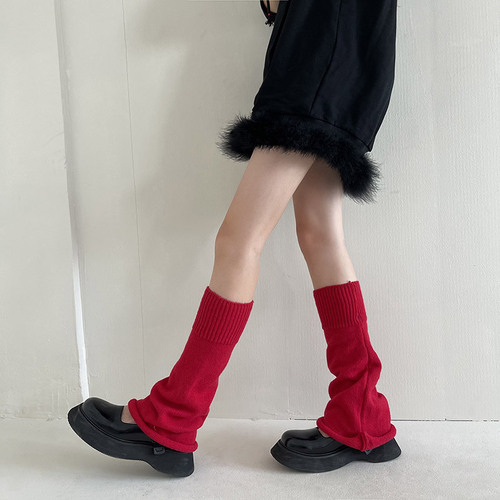 Autumn and winter candy-colored knee-pads and foot covers jk lolita bell mouth mid-tube socks elephant socks jk student warm leg socks for women
