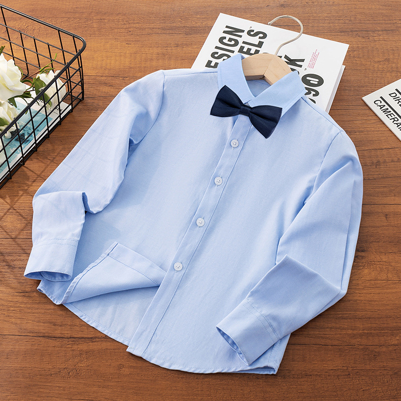 Camisa azul para niños Camisa de manga larga de primavera y otoño para niños Camisa de escuela primaria de jardín de infantes uniforme escolar