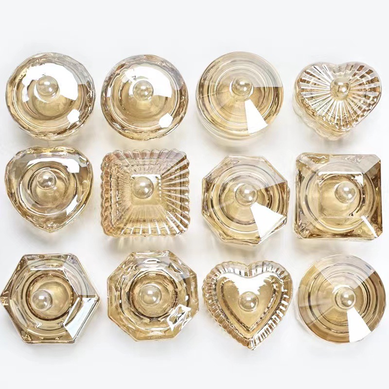 Uña ámbar champán cubierta de cinta de vidrio cristal taza de cristal líquido joyería de forma especial taza de lavado de lápiz especial para manicuras