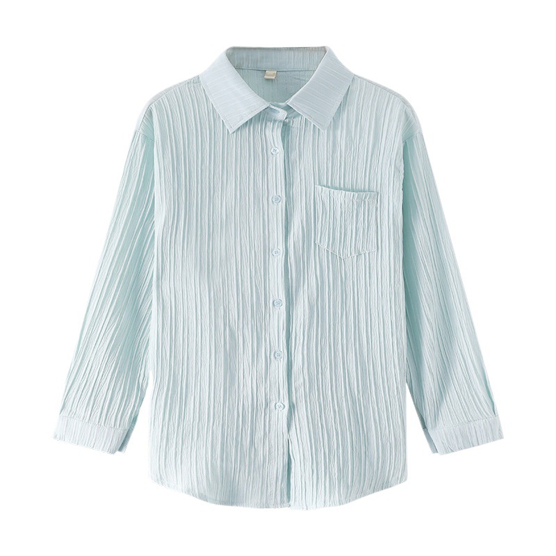 게으른 스타일 선스크린 셔츠 탑 1688 봄과 가을 새로운 학술 스타일 프랑스 디자인 감각 느슨한 셔츠 코트 여성