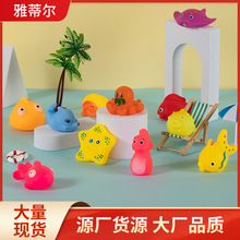 宝宝洗澡海洋捏捏叫软胶男女孩戏水发声解压小黄鸭可游泳水上玩具