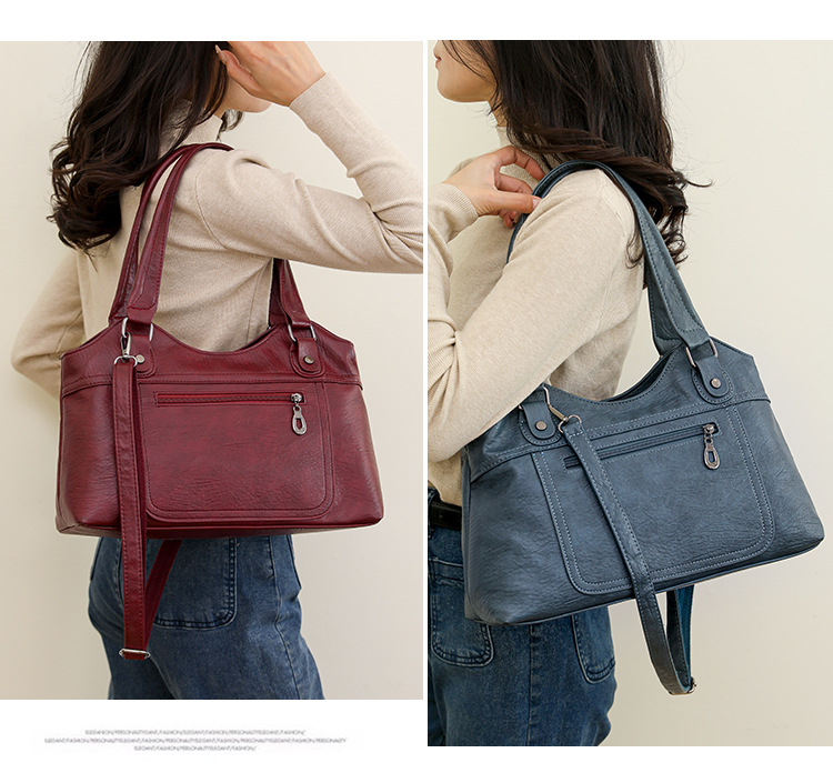 Frauen Tasche 2023 Neue Single Schulter Diagonal Straddle Handheld Tote Tasche frauen Große Kapazität Gewaschenes Leder Tasche Frauen der Tasche_voghion.com