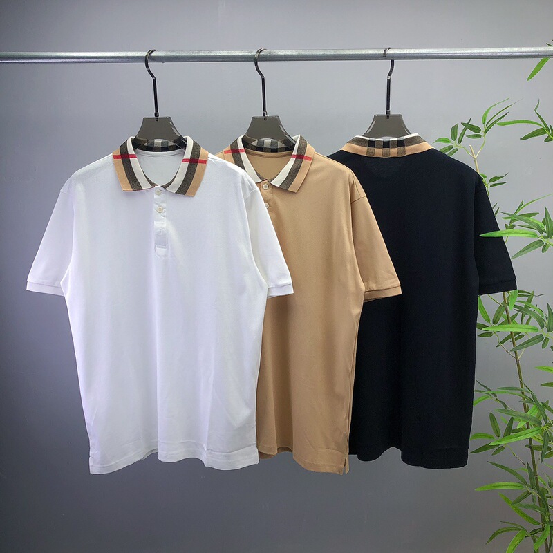 Europe and the United States all-match summer new Bu short sleeve lapel POLO shirt neckline color check flat for cross-border European goods