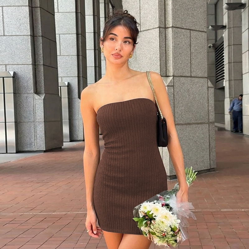 Women's Clothing Spring 2026 European American Style Off-Shoulder Strapless Slim Fit Bodycon Dress For Women Pure Sexy_ecoleips.com