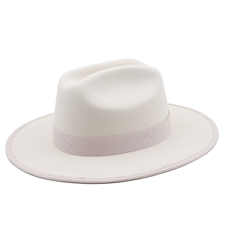 Unisex Fashion Solid Color Sewing Flat Eaves Fedora Hat display picture 4