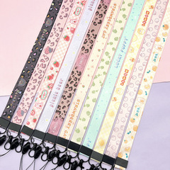 Cross-border foreign trade cute student hanging neck long lanyard work tag keychain headphone set removable anti-lost rope