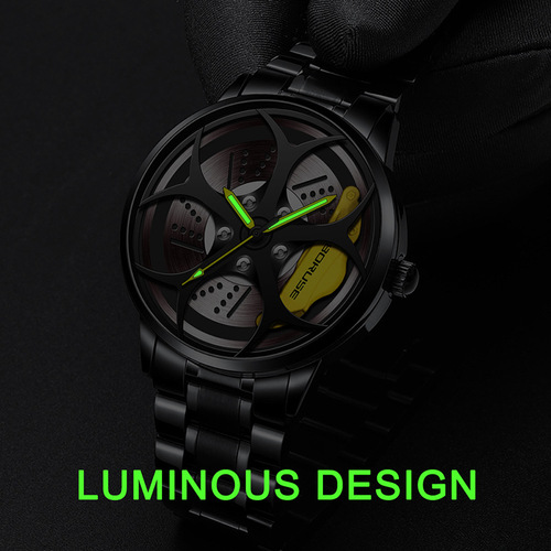 BORUSE cross-border waterproof wheel watch men's stainless steel watch men's fashion luminous watch