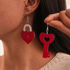 新しい環境保護アクリル木製イヤリング欧米ファッションバレンタインデー愛LOVE月ピアス