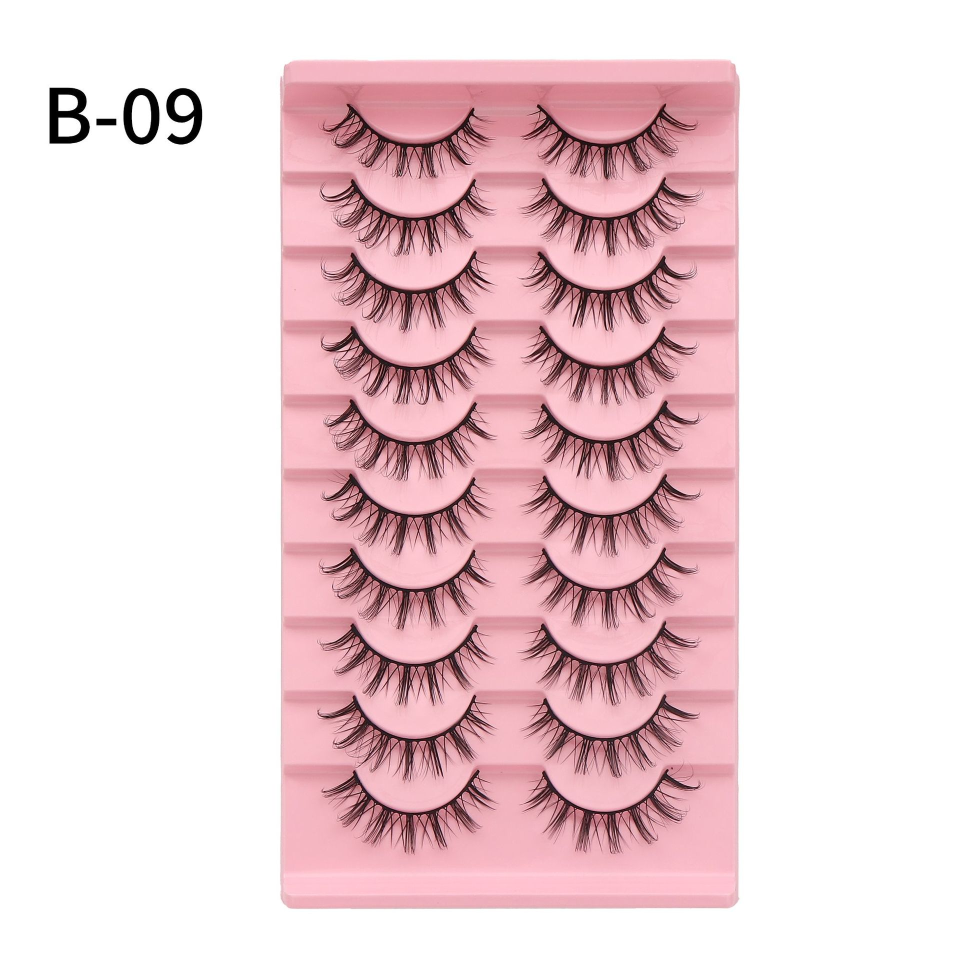 En stock una caja de 10 pares 009 pequeño diablo pestañas falsas natural multi-nivel 3D tridimensional pestañas fábrica al por mayor