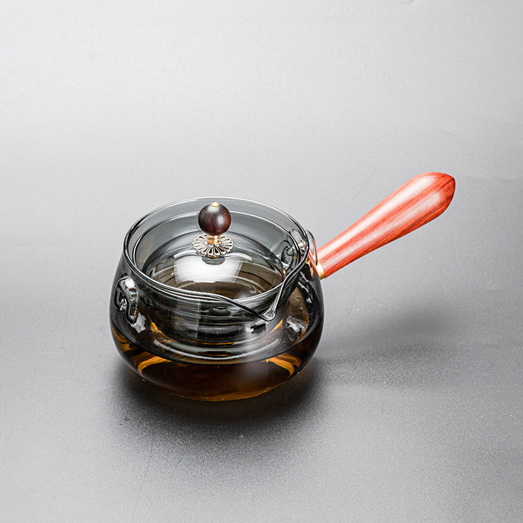 Mango de madera lateral de vidrio de borosilicato olla de ocio 360 ° revestimiento giratorio fabricante de té hogar estufa de cerámica eléctrica tetera