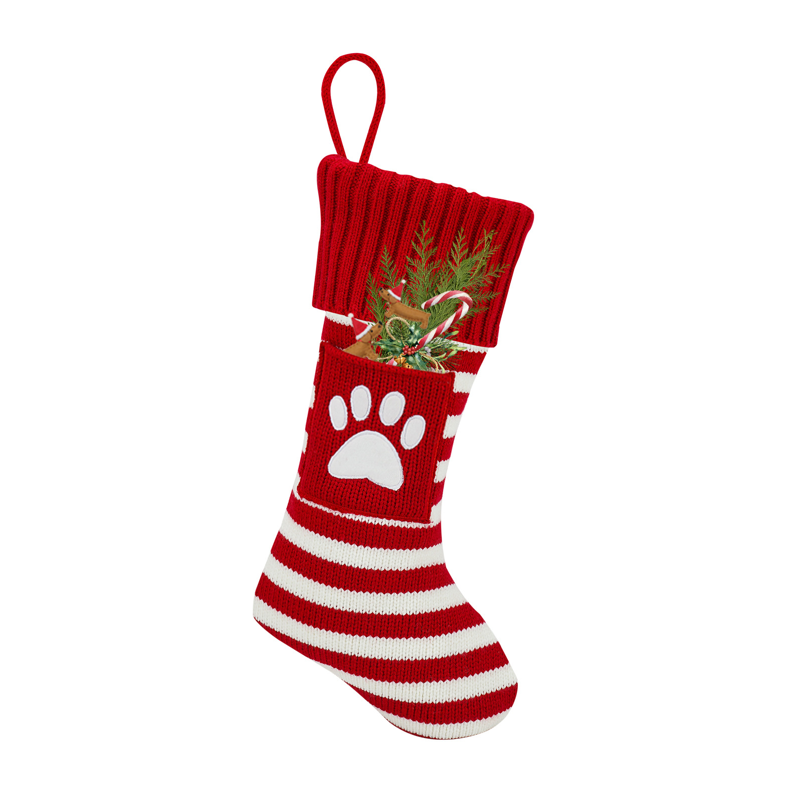 Amazon popular calcetines de punto de Navidad gato perro copo de nieve calcetines bolsa de regalo de Navidad decoraciones de Navidad