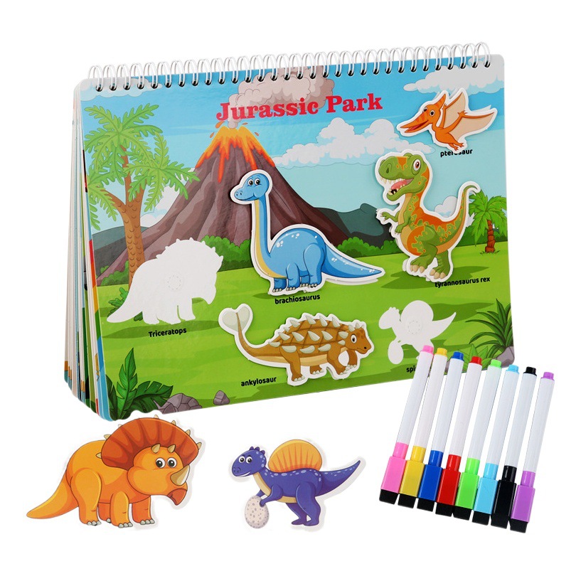 Educación temprana de iluminación infantil transfronteriza DIY graffiti libro de pasta silencioso rompecabezas animal escena pegatina libro juguetes educativos