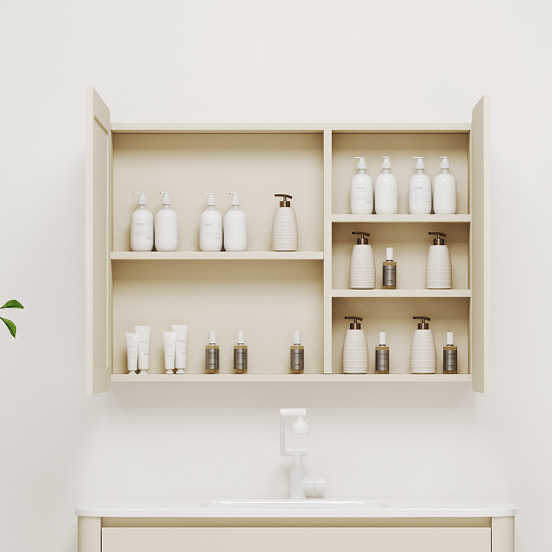 gabinete de espejo de baño de arco de aluminio espacial gabinete de almacenamiento inteligente gabinete de espejo de baño tipo pared colgante de niebla con iluminación caja de espejo de vestuario