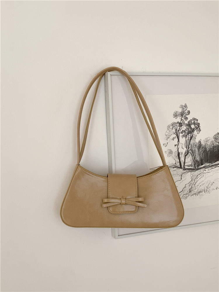 Borsa a tracolla singola rossa da donna 2024, nuova versione coreana, alla moda, minimalista, con fiocco sottobraccio_voghion.com