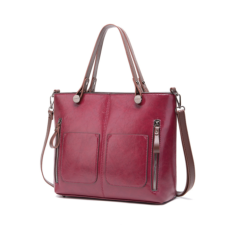 Guangzhou Oil Wax PU-Leder Neue Mode Doppeltasche Handtasche Einzelschulter Diagonal Straddle Bag_voghion.com