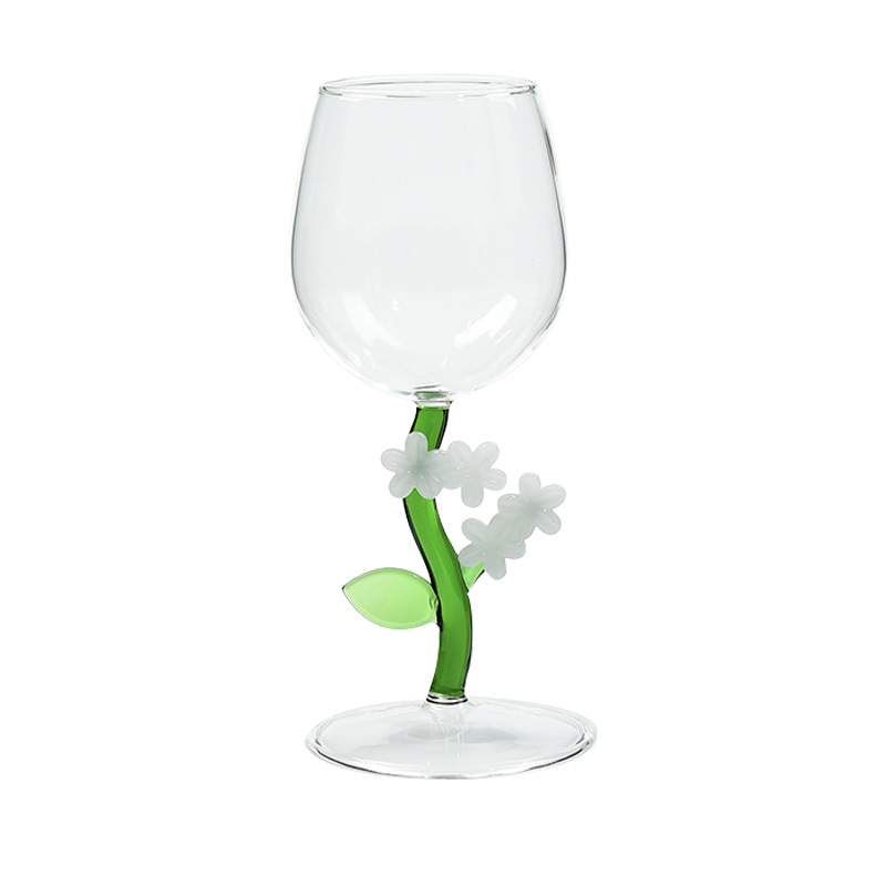 Botánica transfronteriza de alto grado flor taza de vidrio alto taza de champán taza de vino transparente de alto valor taza de bordeaux