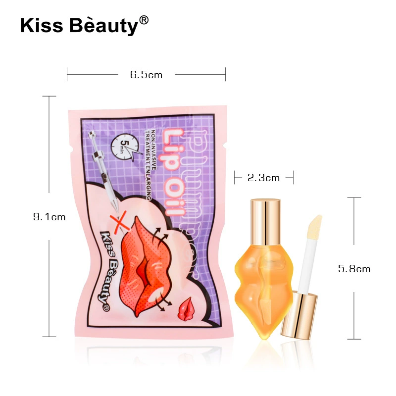 Лип-плампинг масло (Kiss Beauty) прозрачный увлажняющий блеск, упругий уход за губами