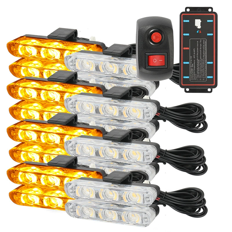 Мигающий свет на решетке автомобиля от одного до восьми 3 светодиода, от одного до шестнадцати модификаций, супер яркий предупредительный световой сигнал, зажимной светильник на решетке, небольшой желтый свет.