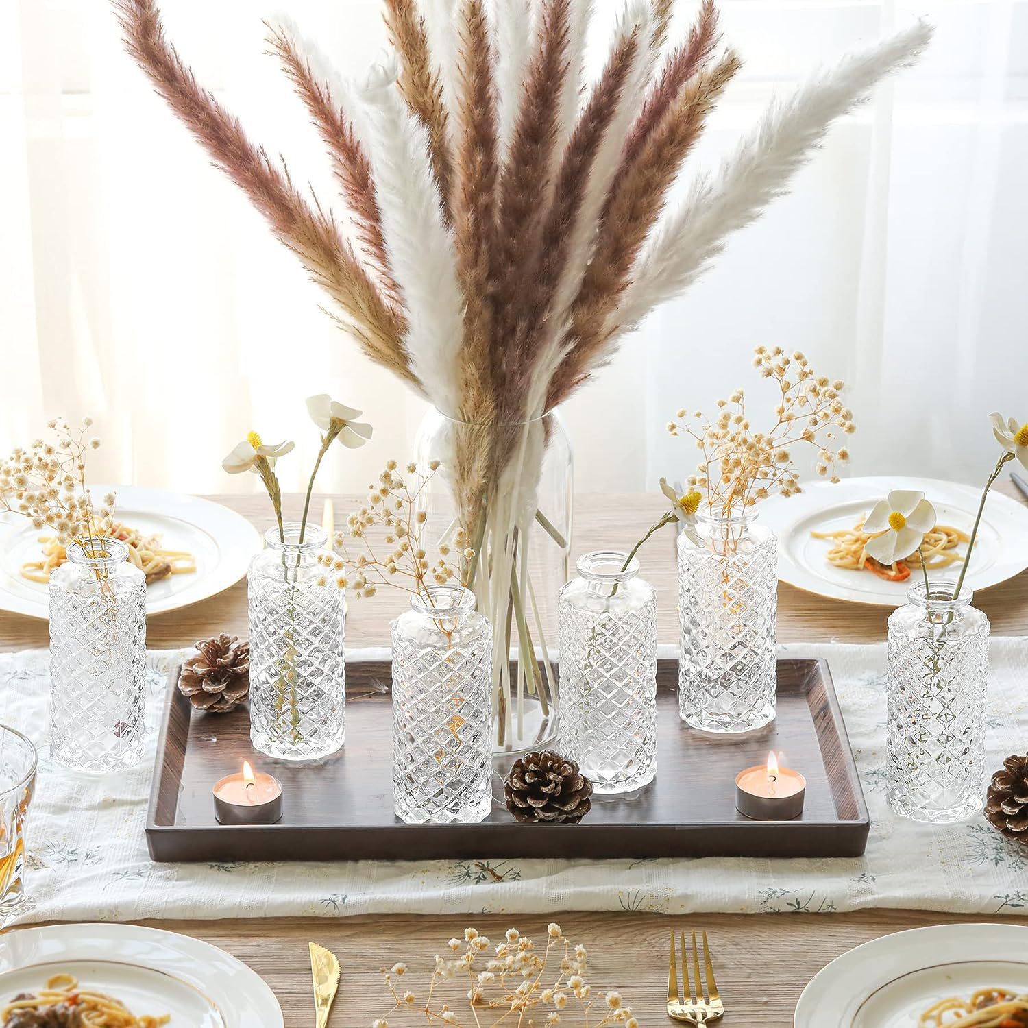 Florero retro personalizado, decoración suave de alta calidad, jarrón pequeño, botella de aromaterapia transparente, decoración del hogar