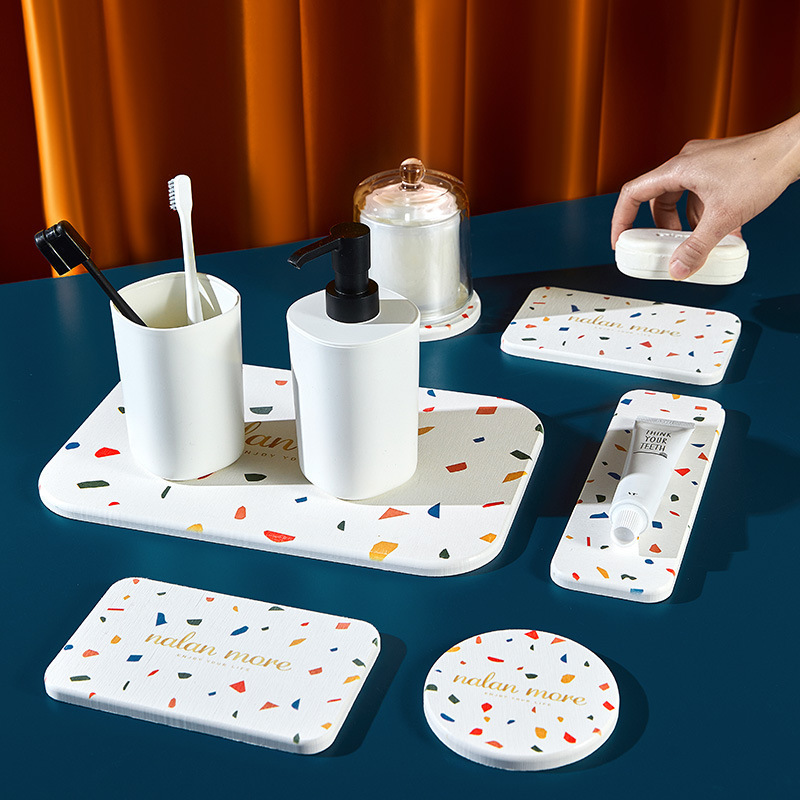 Tapete absorbente de tierra diatomácea para fregadero, posavasos de tierra diatomácea, tapete para jabón, tapete para cepillos de dientes