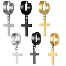跨境不锈钢无耳洞假耳环钛钢十字架耳骨夹时尚男士耳夹耳骨钉耳饰