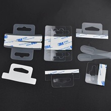 现货批发透明PVC飞机孔挂钩 自粘彩盒问号勾挂钩贴黑色磨砂PP挂钩