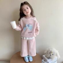 女小童蝴蝶结套装春秋款洋气女宝宝韩系卫衣秋装小女孩休闲两件套