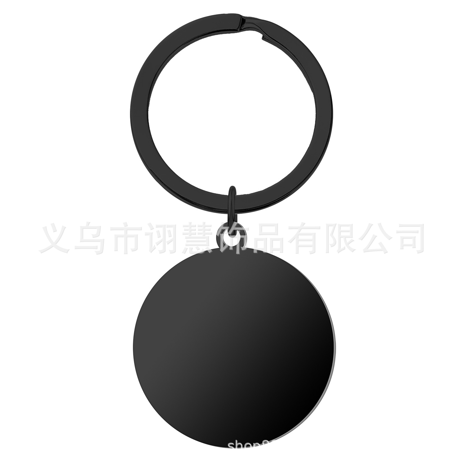 Fábrica personalizada llavero de acero inoxidable joyería en blanco negro redondo grabado de metal prueba accesorios de llave colgante
