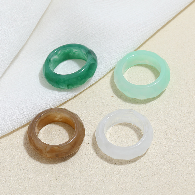 Korea Creative Geometric Candy Color Acrylic Resin Ring Set display picture 1
