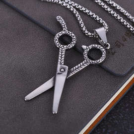 欧美新款吊坠日韩钛钢时尚潮人剪刀项挂坠学生个性简约创意项链