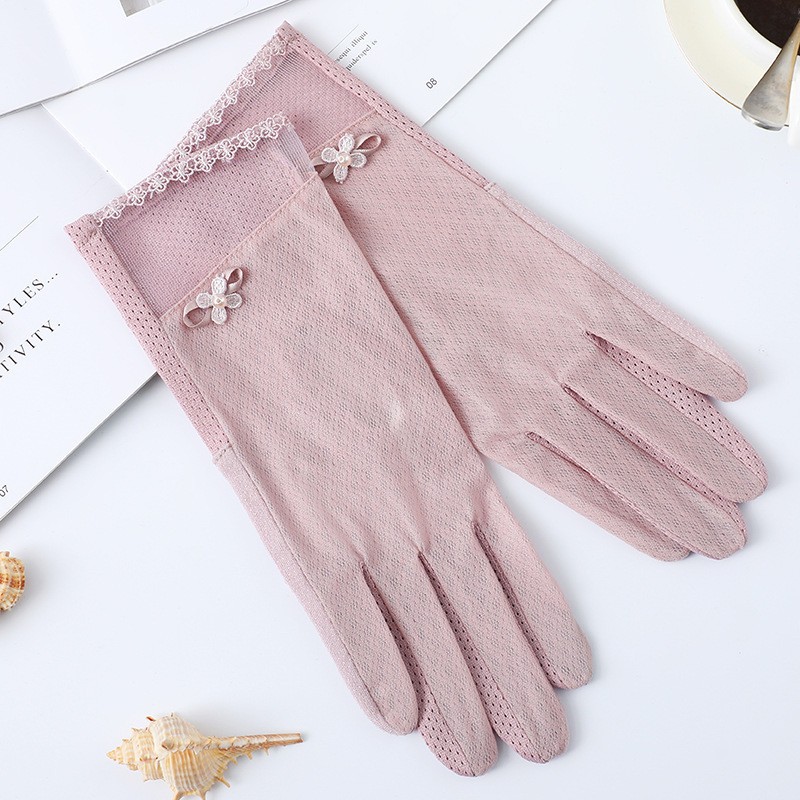 Guantes de protección solar de primavera y verano guantes de pantalla táctil de encaje conducción de las mujeres transpirable al aire libre protección solar guantes de equitación
