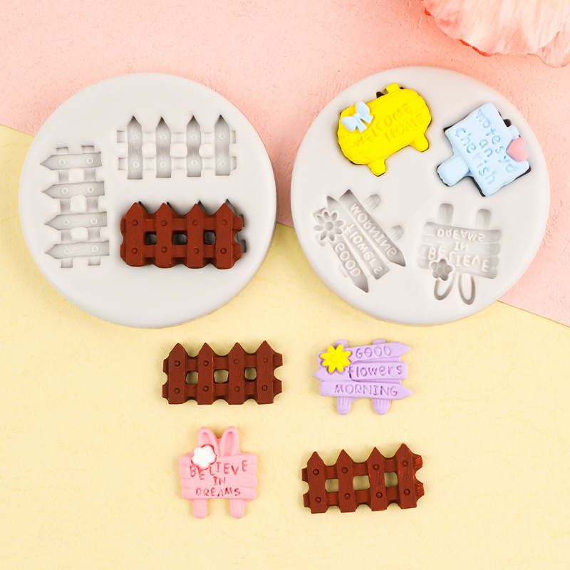 Mini señal de carretera valla molde silicona DIY hecho a mano postre pastel fondant chocolate decorativo epoxi Decoración