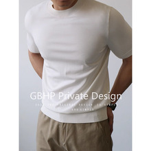 半高领短袖针织衫男纯色打底衫西装内搭夏季冰丝T恤外贸跨境批发