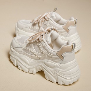 Thick-Soled Dad Shoes for Women 2025 New Summer Mesh Breathable White Shoes Casual Sports Small Height-Increasing Women's Shoes