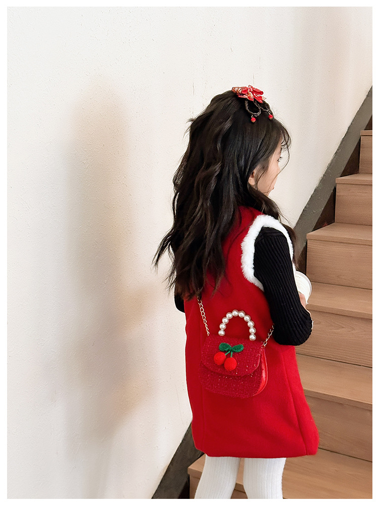 Women's Cotton And Linen Plaid Cherry Bow Knot Cute Beading Pearls Shell Flip Cover Crossbody Bag display picture 35