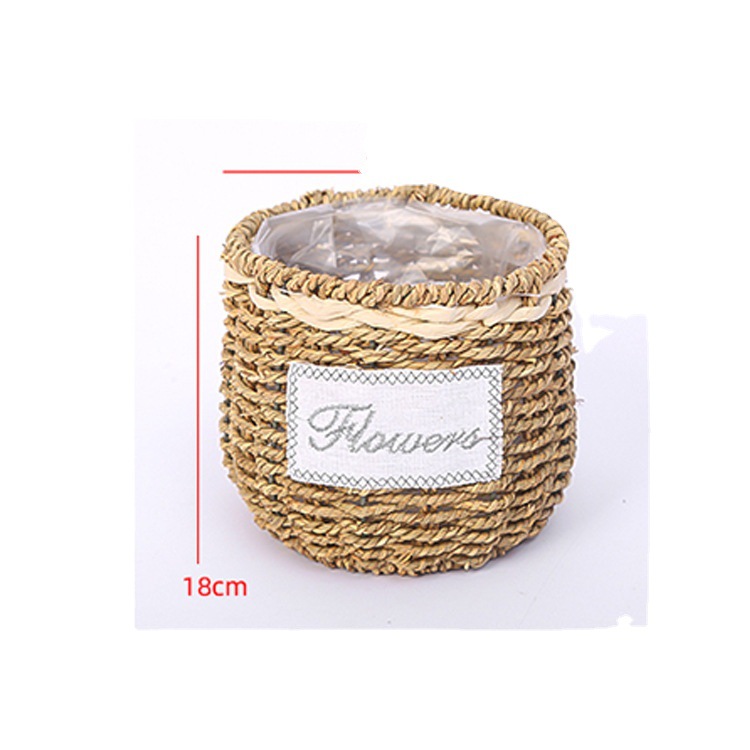 Cesta de flores de paja tejida a mano idílica paja tejida y cesta de flores de sauce cesta de arreglo floral cesta Festival cesta de almacenamiento de ratán tejida a mano