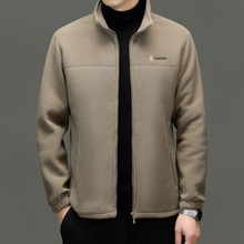 YINGAO抓绒绣花立领新款夹克男士青年秋冬拉链青年原宿保暖男外套