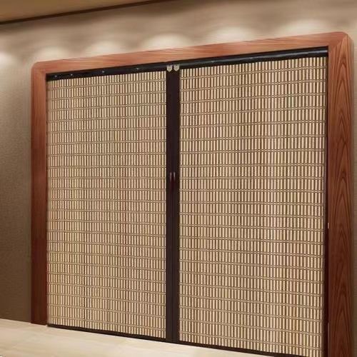 Bamboo Curtain Door Folding Sliding Door Home Kitchen Simple Balcony Blackout Living Room Partition Curtain Bamboo Roll Door Curtain
