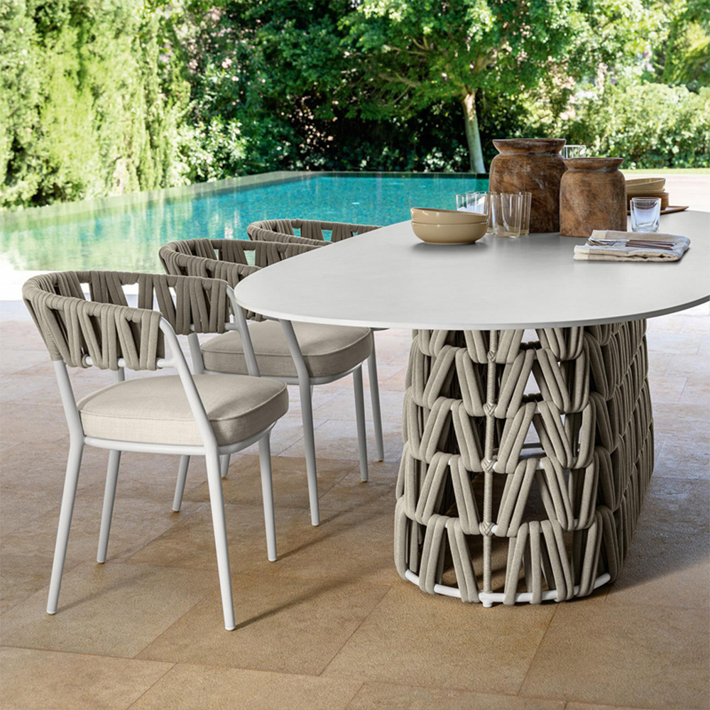 Laminate dining table outdoor rattan chair balcony tea table chair set leisure courtyard outdoor lightweight luxury trendy three-piece furniture set