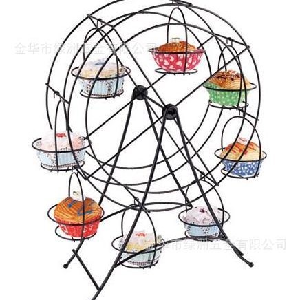 OASISWJ spray de hierro soporte de la torta de plástico Rueda de la fortuna ocho tazas pequeño pastel giratorio de hierro soporte de hornear herramientas DIY