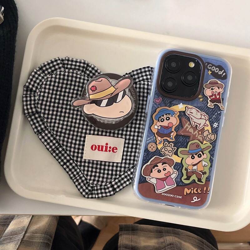 Western Denim Cartoon Animation Magnetic Shell for iPhone15promax Apple 1413 Stand Phone Case