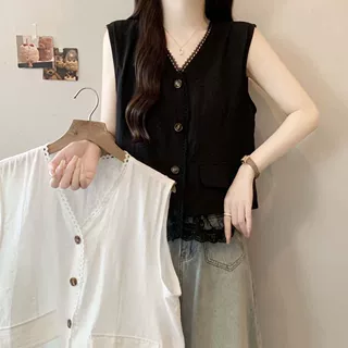 胖mm大码夏季新款纽扣V领无袖衬衫女宽松显瘦洋气减龄小衫上衣潮