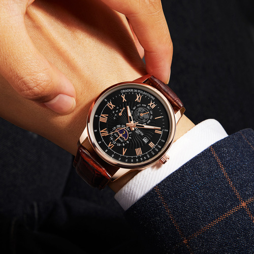 Wallis casual fashion temperament men's watch waterproof business belt quartz watch men's foreign trade cross-border watch