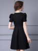 Zhili Bubble Sleeves Little Black Dress 2024 New High end Luxury Temperament Handmade Nail Diamond High Waist Umbrella S