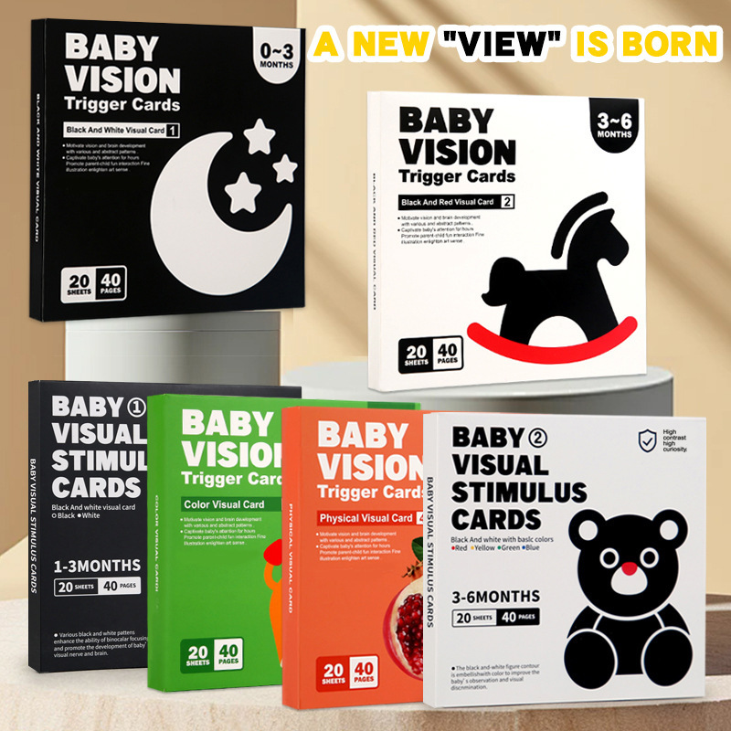 0-3 months early education to stimulate black and white card development card visual card training card color flash card educational toys