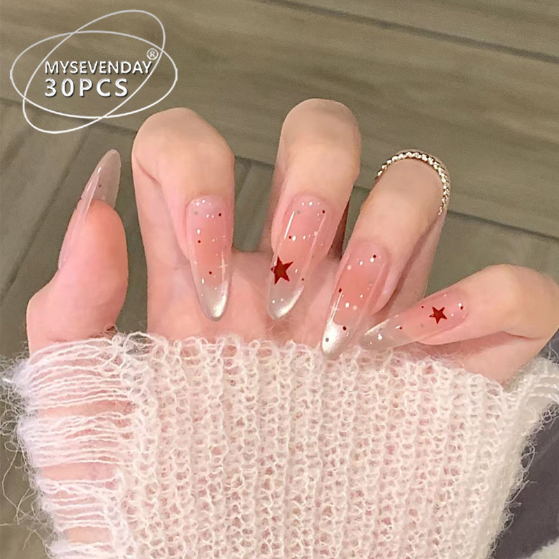 Tiktok Trending Wearable Nails with Cat Eye Effect, Red Stars, High-End Handmade Nail Pieces, Wearable Nail Tips for Hot Girls Tiktok Trending Wearable Nails with Cat Eye Effect, Red Stars, High-End Handmade Nail Pieces, Wearable Nail Tips for Hot Girls