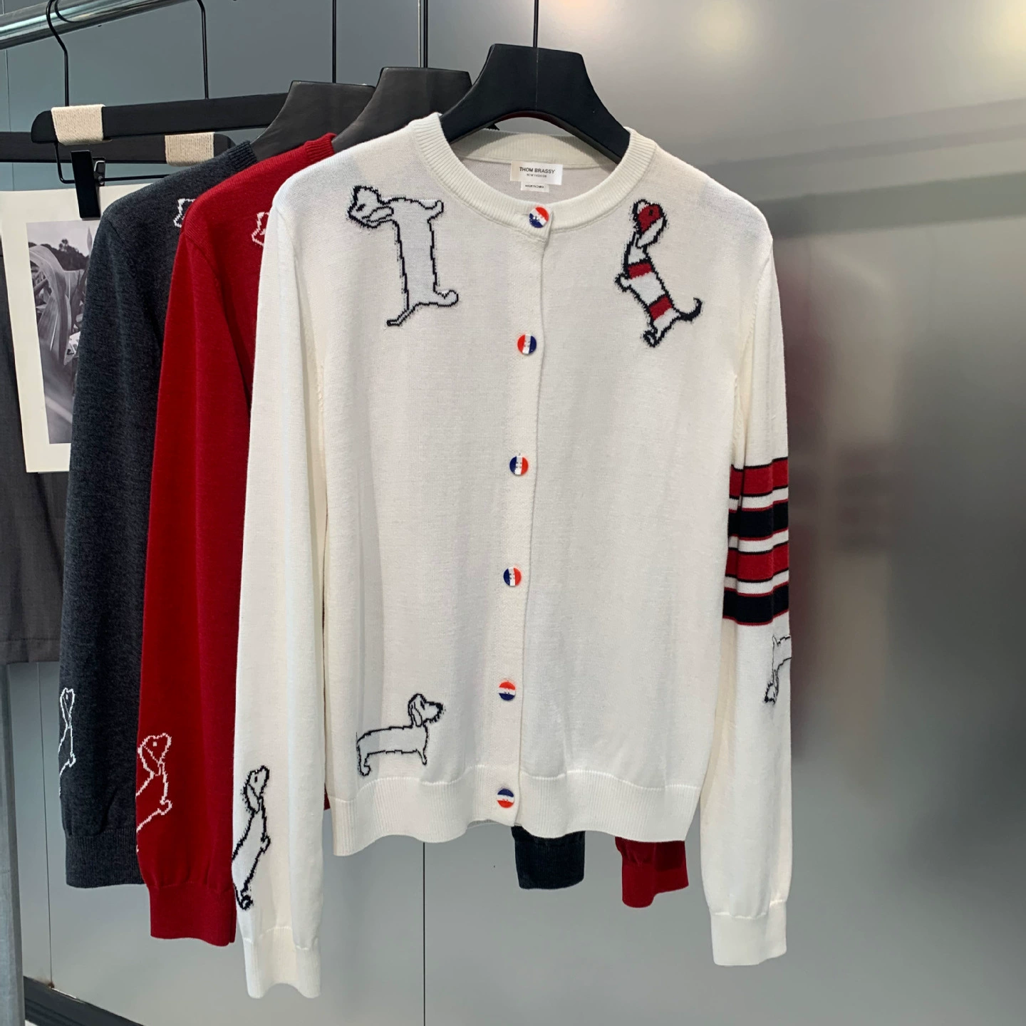 THOM BRASSY 1887 Кардиган с жаккардовым узором для собак контрастного цвета