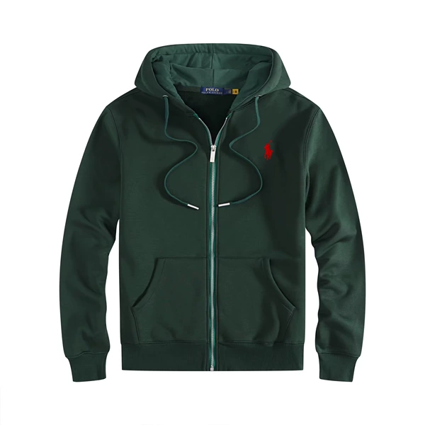 Zipper sweatshirt dark green-red label