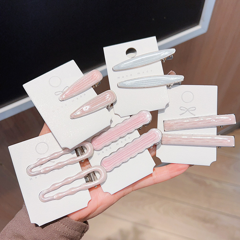 New Pink High-value Hairpin Duckbill Clip Girl's Side Clip Broken Hair Hairpin Women's South Korea Simple Hundred Tower Hairpin