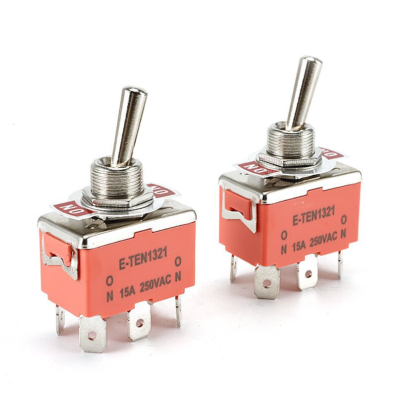 E-TEN1321 开孔12MM插脚钮子开关 6脚2档摇臂拨动开关 摇杆摇头改